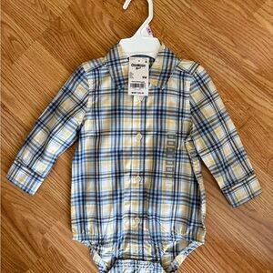 OshKosh B'gosh Blue and Yellow Bodysuit Snap Closure